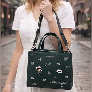 Karl Lagerfeld Paris Maybelle Hunter Green  GUITAR STRAP  XBODY - TOTE NWT 🔥